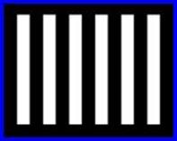 Six equally-spaced bright vertical bars