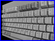 Computer keyboard seen from above and on the right side